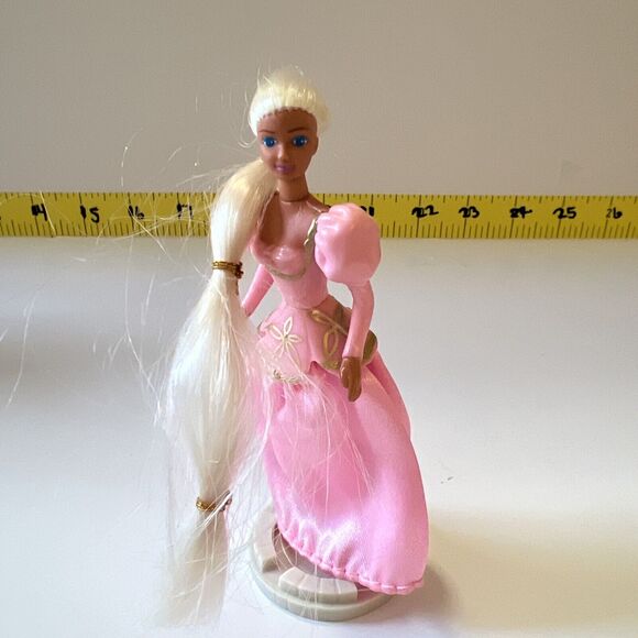 McDonald's Rapunzel Barbie Doll Happy Meal Mattel #2 Figurine With Base 1996 - Picture 1 of 4